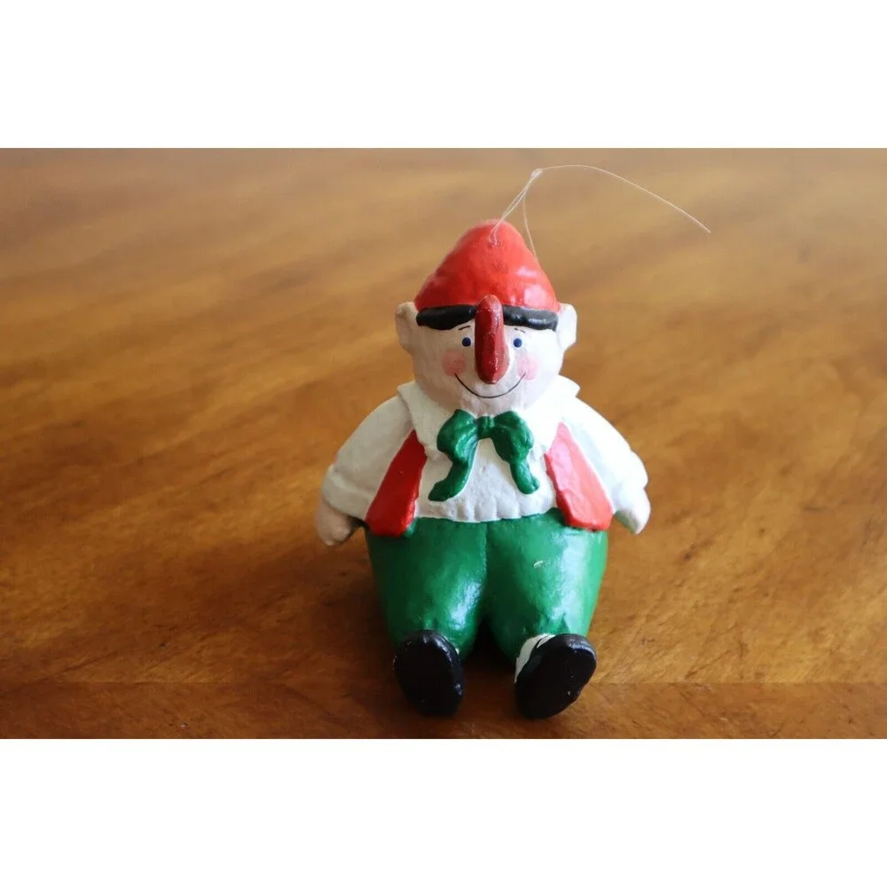 Vintage PINOCCHIO Elf Ornament Dept 56 Paper-mâché Long Nose Christmas ~4.5
